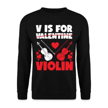 Violin Violinist Valentines Day V - Unisex Pullover - Schwarz - Vorne - Alina (178cm) & Michal (187cm)