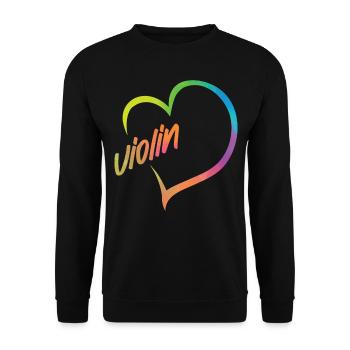 Violin Violinist Heart Watercolor - Unisex Pullover - Schwarz - Vorne - Alina (178cm) & Michal (187cm)