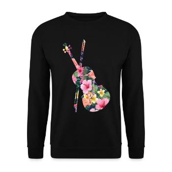 Violin Violinist Tropical Flower - Unisex Sweatshirt - black - Front - Alina (178cm) & Michal (187cm)