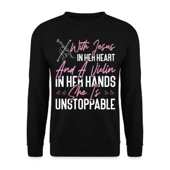 Violoniste Violoniste Jesus Faith - Sweat-shirt Unisexe - noir - Devant - Alina (178cm) & Michal (187cm)