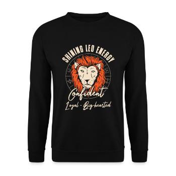 Löwe Energie Astrologischer Tierkreis Kunst - Unisex Pullover - Schwarz - Vorne - Alina (178cm) & Michal (187cm)