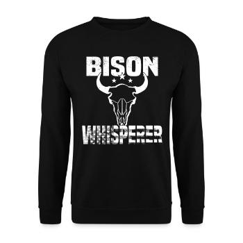Buffalo Bison Ox Indian American - Unisex Sweatshirt - black - Front - Alina (178cm) & Michal (187cm)