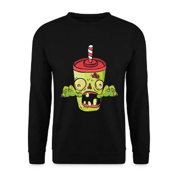 Halloween Zombie Soda Monster Fast Food Lover - Unisex Sweatshirt - black - Front - Alina (178cm) & Michal (187cm)