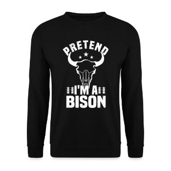Büffel Bison Ochse Indianer Amerikanisch - Unisex Pullover - Schwarz - Vorne - Alina (178cm) & Michal (187cm)