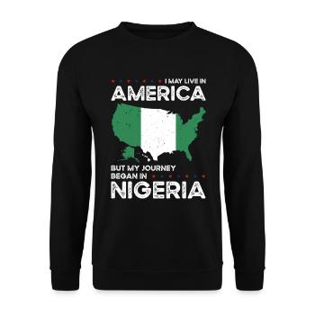 Born Nigerian Nigeria American USA Citizenship - Unisex Sweatshirt - black - Front - Alina (178cm) & Michal (187cm)