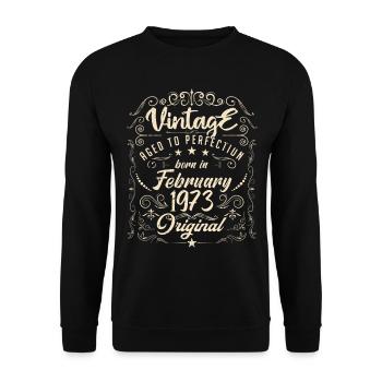 Vintage Né(e) en Février 1973 anniversaire février - Sweat-shirt Unisexe - noir - Devant - Alina (178cm) & Michal (187cm)