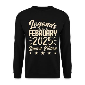 Born in February 2025. Birthday gift. - Unisex Sweatshirt - black - Front - Alina (178cm) & Michal (187cm)