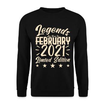Naissance En Février 2021. Cadeau d'anniversaire. - Sweat-shirt Unisexe - noir - Devant - Alina (178cm) & Michal (187cm)