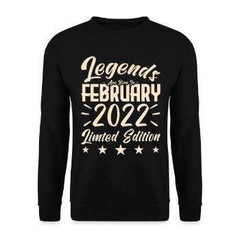 Naissance En Février 2022. Cadeau d'anniversaire. - Sweat-shirt Unisexe - noir - Devant - Alina (178cm) & Michal (187cm)