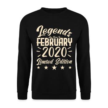 Naissance En Février 2020. Cadeau d'anniversaire. - Sweat-shirt Unisexe - noir - Devant - Alina (178cm) & Michal (187cm)