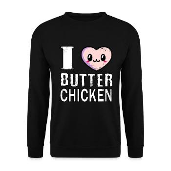 J’adore le poulet au beurre - cuisine indienne - Sweat-shirt Unisexe - noir - Devant - Alina (178cm) & Michal (187cm)
