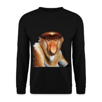 Der exotische Nasenaffe - Unisex Pullover - Schwarz - Vorne - Alina (178cm) & Michal (187cm)