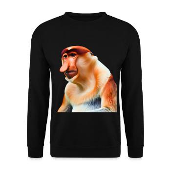 Der exotische Nasenaffe - Unisex Pullover - Schwarz - Vorne - Alina (178cm) & Michal (187cm)