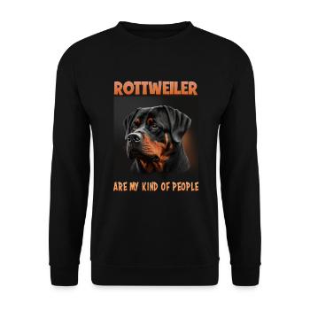 Hunde Spruch Rottweiler Design für Hundeliebhaber - Unisex Pullover - Schwarz - Vorne - Alina (178cm) & Michal (187cm)