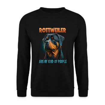 Hunde Spruch Rottweiler Design für Hundeliebhaber - Unisex Pullover - Schwarz - Vorne - Alina (178cm) & Michal (187cm)