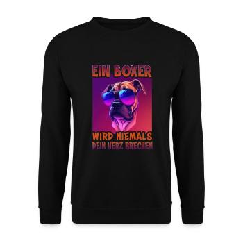 Hunde Spruch Boxer Design für Hundeliebhaber - Unisex Pullover - Schwarz - Vorne - Alina (178cm) & Michal (187cm)