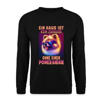 Hunde Spruch Pomeranian Design für Hundeliebhaber - Unisex Pullover - Schwarz - Vorne - Alina (178cm) & Michal (187cm)