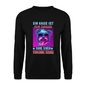 Hunde Spruch Yorkshire Terrier Design für - Unisex Pullover - Schwarz - Vorne - Alina (178cm) & Michal (187cm)