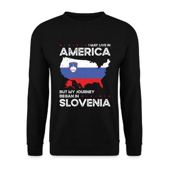 Né slovène Slovénie États-Unis - Sweat-shirt Unisexe - noir - Devant - Alina (178cm) & Michal (187cm)