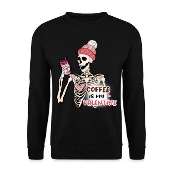 Kaffee ist mein Valentinstag Anti-Valentinstag - Unisex Pullover - Schwarz - Vorne - Alina (178cm) & Michal (187cm)