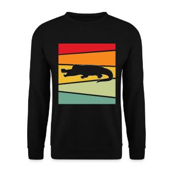 Krokodil Retro - Unisex Pullover - Schwarz - Vorne - Alina (178cm) & Michal (187cm)