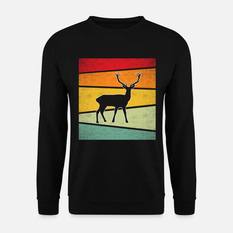 Hirsch Retro - Unisex Pullover - Schwarz