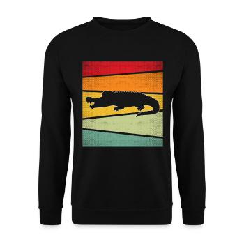 Krokodil Retro - Unisex Pullover - Schwarz - Vorne - Alina (178cm) & Michal (187cm)
