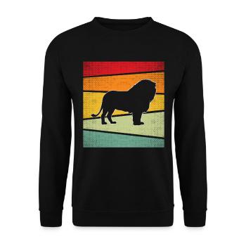 Löwe Retro - Unisex Pullover - Schwarz - Vorne - Alina (178cm) & Michal (187cm)