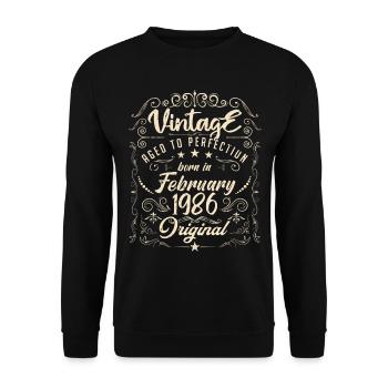 Vintage Né(e) en Février 1986 anniversaire février - Sweat-shirt Unisexe - noir - Devant - Alina (178cm) & Michal (187cm)