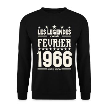 cadeau d'anniversaire Février 1966. février 1966. - Sweat-shirt Unisexe - noir - Devant - Alina (178cm) & Michal (187cm)