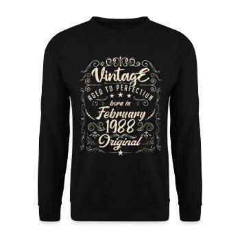 Vintage Né(e) en Février 1988 anniversaire février - Sweat-shirt Unisexe - noir - Devant - Alina (178cm) & Michal (187cm)