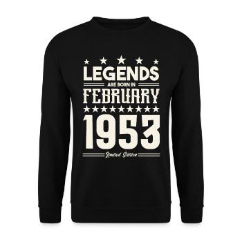 Geschenklegende Februar 1953. Geschenk Februar 1953. - Unisex Pullover - Schwarz - Vorne - Alina (178cm) & Michal (187cm)