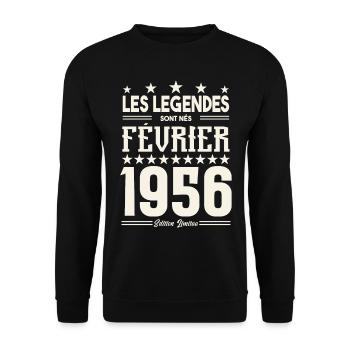 cadeau d'anniversaire Février 1956. février 1956. - Sweat-shirt Unisexe - noir - Devant - Alina (178cm) & Michal (187cm)