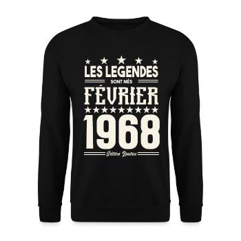 cadeau d'anniversaire Février 1968. février 1968. - Sweat-shirt Unisexe - noir - Devant - Alina (178cm) & Michal (187cm)
