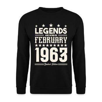 Cadeau Légende Février 1963. cadeau février 1963. - Sweat-shirt Unisexe - noir - Devant - Alina (178cm) & Michal (187cm)