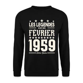 cadeau d'anniversaire Février 1959. février 1959. - Sweat-shirt Unisexe - noir - Devant - Alina (178cm) & Michal (187cm)