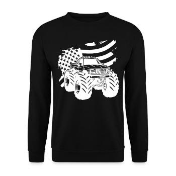 Monstertruck Auto Crush Ich Liebe Monster Truck - Unisex Pullover - Schwarz - Vorne - Alina (178cm) & Michal (187cm)