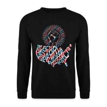 Slogan du drapeau du drapeau américain du Mois de l’histoire des Noirs - Sweat-shirt Unisexe - noir - Devant - Alina (178cm) & Michal (187cm)