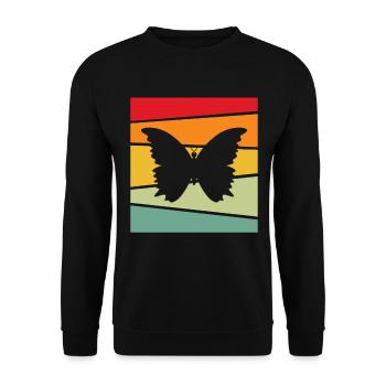 Schmetterling Retro - Unisex Pullover - Schwarz - Vorne - Alina (178cm) & Michal (187cm)