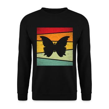 Schmetterling Retro - Unisex Pullover - Schwarz - Vorne - Alina (178cm) & Michal (187cm)