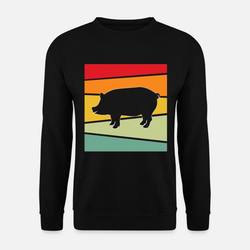 Schwein Retro - Unisex Pullover - Schwarz