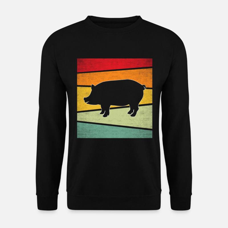 Schwein Retro - Unisex Pullover - Schwarz