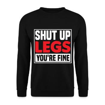 Tais-toi les jambes tu vas bien drôle jour de jambe pour Gym Goe - Sweat-shirt Unisexe - noir - Devant - Alina (178cm) & Michal (187cm)