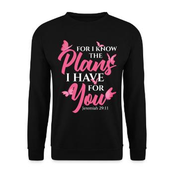 Versets bibliques Jérémie 29:11 Chrétiens - Sweat-shirt Unisexe - noir - Devant - Alina (178cm) & Michal (187cm)