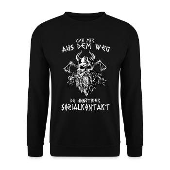 Geh mir aus dem Weg du unnötiger Sozialkontakt - Unisex Pullover - Schwarz - Vorne - Alina (178cm) & Michal (187cm)