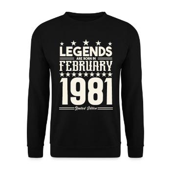 Gift legend February 1981. Gift February 1981. - Unisex Sweatshirt - black - Front - Alina (178cm) & Michal (187cm)