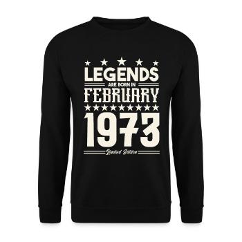 Gift legend February 1973. Gift February 1973. - Unisex Sweatshirt - black - Front - Alina (178cm) & Michal (187cm)