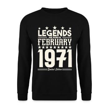 Gift legend February 1971. Gift February 1971. - Unisex Sweatshirt - black - Front - Alina (178cm) & Michal (187cm)