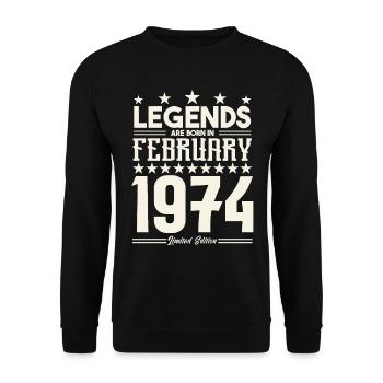 Gift legend February 1974. Gift February 1974. - Unisex Sweatshirt - black - Front - Alina (178cm) & Michal (187cm)