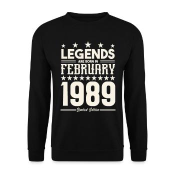 Geschenklegende Februar 1989. Geschenk Februar 1989. - Unisex Pullover - Schwarz - Vorne - Alina (178cm) & Michal (187cm)